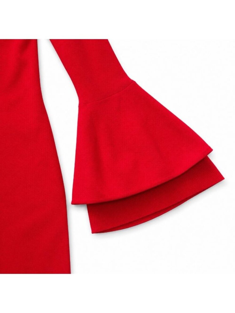 Rachel Roy Red One Shoulder Dress XL Semi-Formal Cocktail Bell Sleeve Stretch - Picture 4 of 8